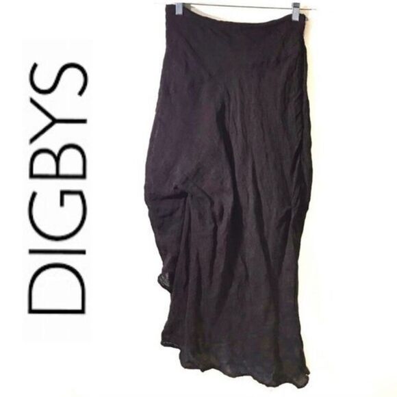 DIGBY’S BOUTIQUE Italian Silk blend Size small Asymmetric skirt Brown - Picture 1 of 12